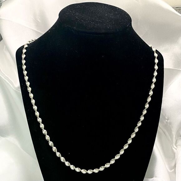 AOC Stunning 22” Twisted Sterling 925 Silver Necklace - Picture 4 of 11